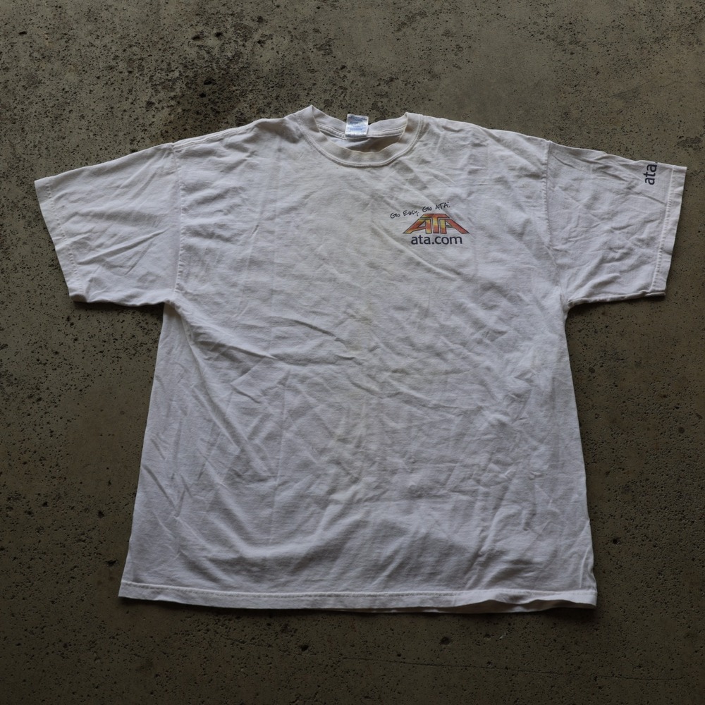 Y2K ATA Airlines Go Easy Go ATA Promo T-Shirt Mens Size XL Indianapolis Airline